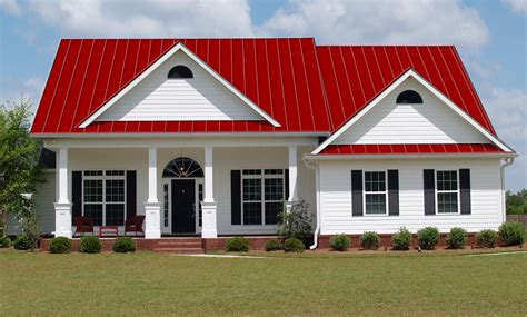 red standing seam metal roof house|metal roof color schemes.